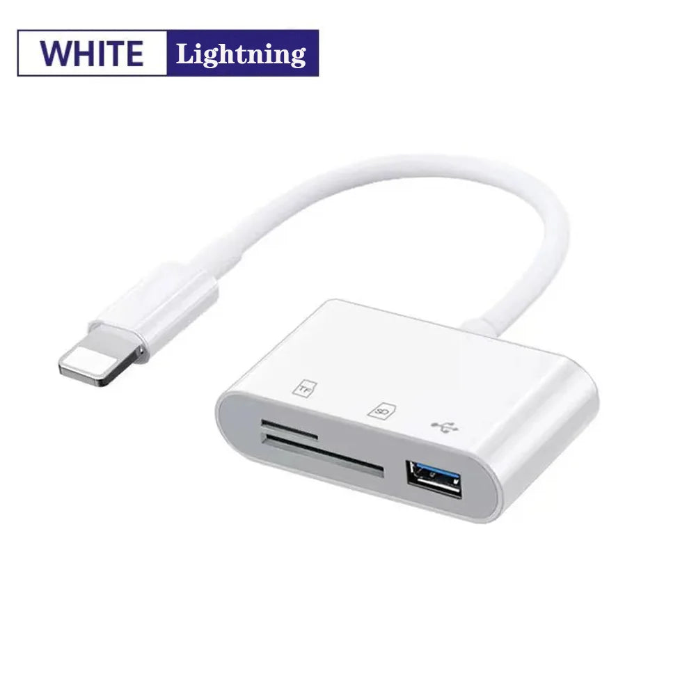 3-in-1 Lightning & USB-C SD/TF Card Reader Adapter – Camera Adapter for iPhone, iPad & USB Flash Drives