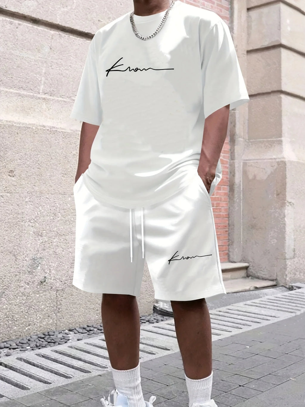 Men's Hip-Hop Bear Print Short Sleeve Sports Set – Quick-Dry 2-Piece Streetwear