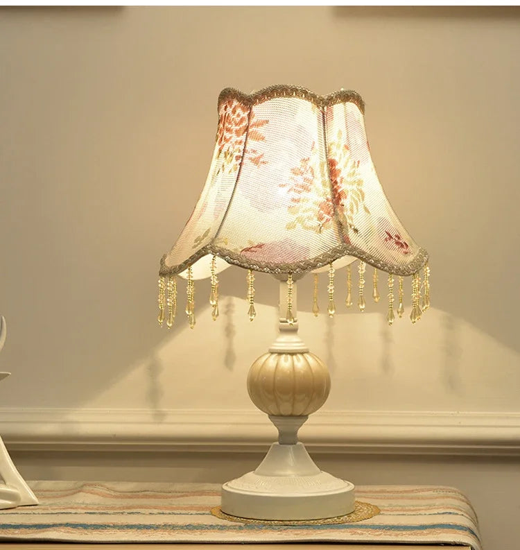 Bedside Lamp – Fabric Shade & Gold or White Base