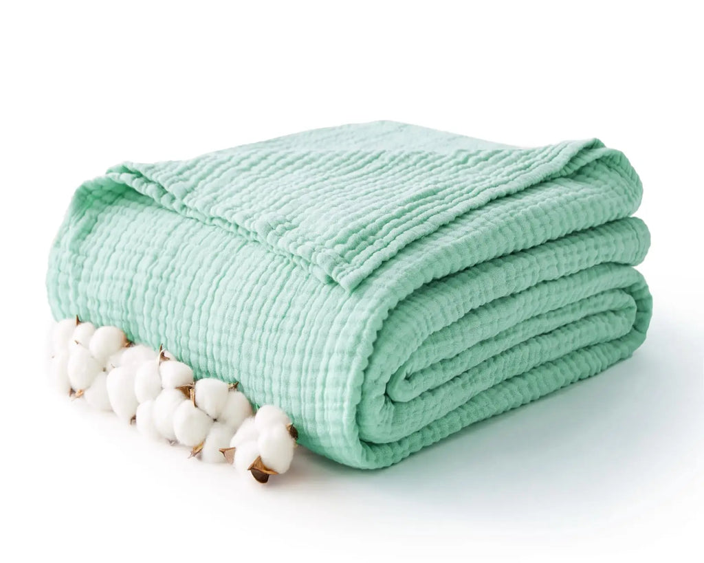100% Cotton Muslin Gauze Throw Blanket – Lightweight Breathable Bedspread, All Season