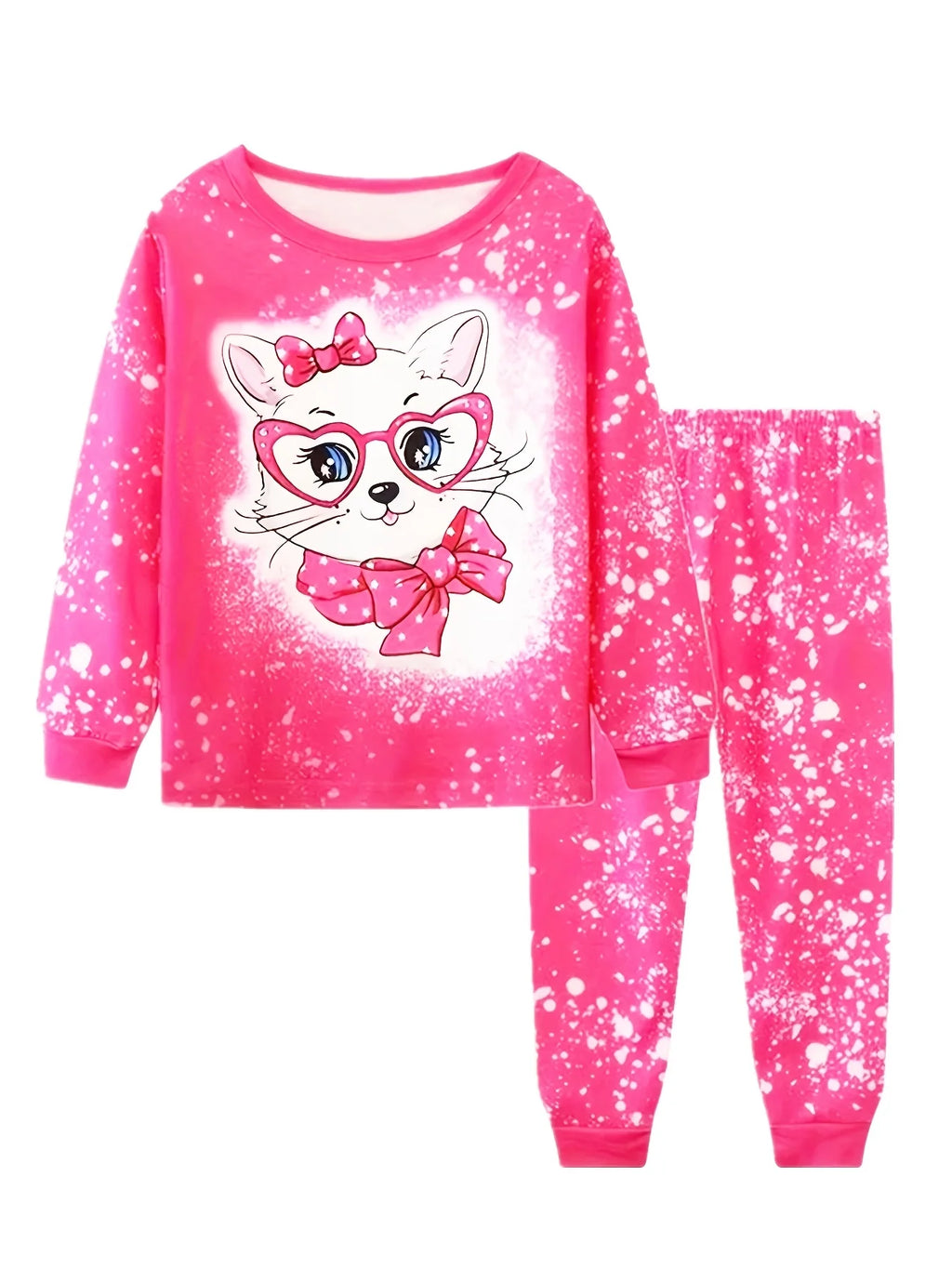 Girls' Unicorn Cartoon Long Sleeve Pajamas | 2-Piece Kids Sleepwear Set
