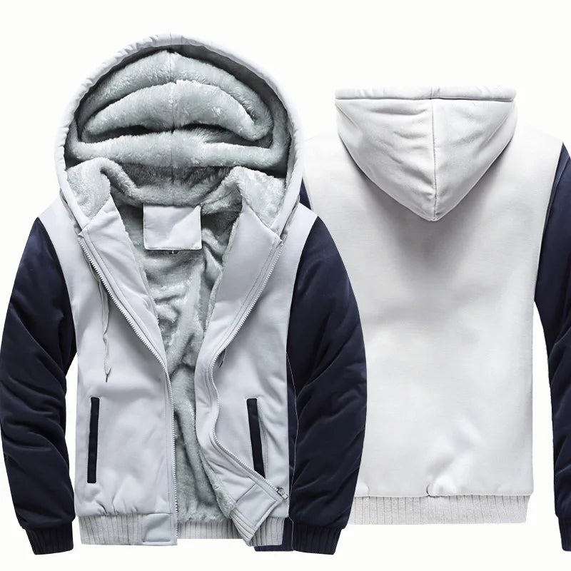 Men's Camouflage Fleece Hooded Zip Jacket – Thick Streetwear Coat for Autumn & Winter