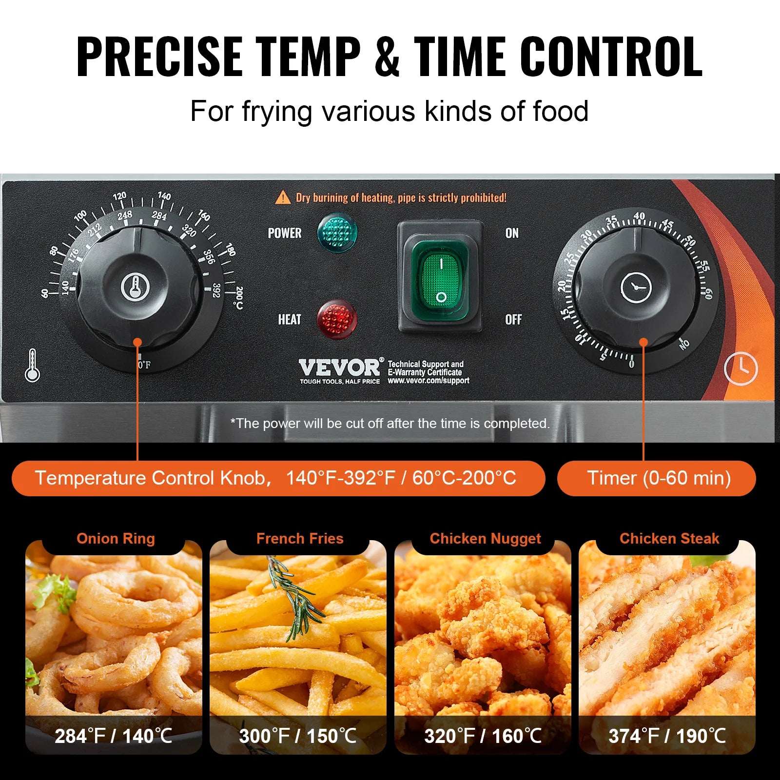SucceBuy Commercial Electric Deep Fryer — 9.5Qt Stainless Steel Countertop Fryer with Basket, Timer & Temp Control
