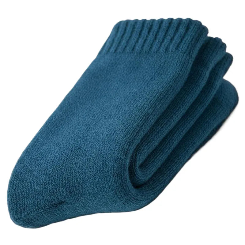 Thick Wool-Blend Winter Socks in Solid Colors