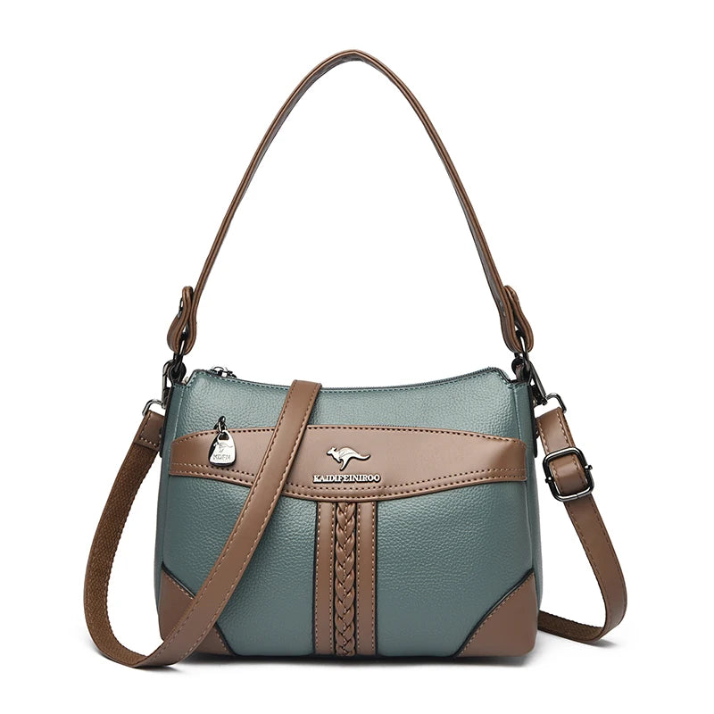 Luxury Genuine Leather Flap Shoulder Bag – Sequin Crossbody Handbag for Women