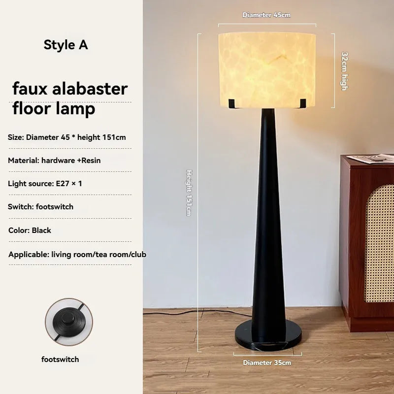 Faux Alabaster Floor Lamp – Warm Marble-Look Shade