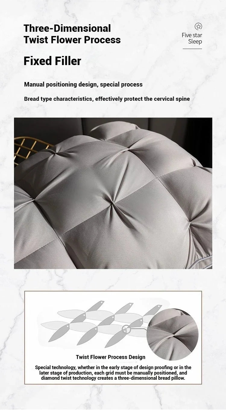 5-Star Hotel Sleeping Pillow – 3D Bilateral Washed Solid Color, Soft & Supportive