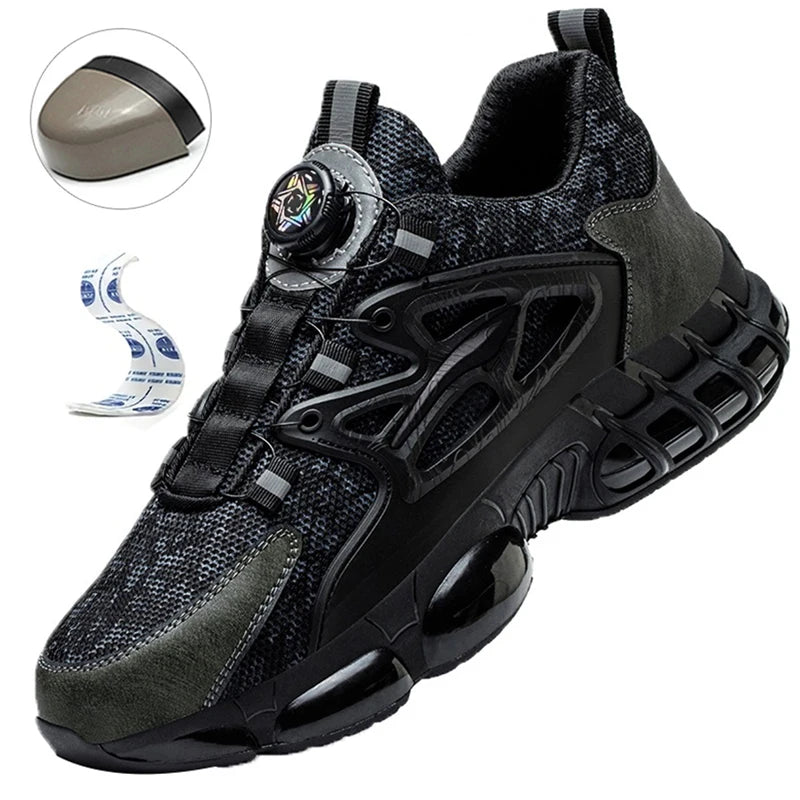Men's Air Mesh Button-Closure Work Shoes