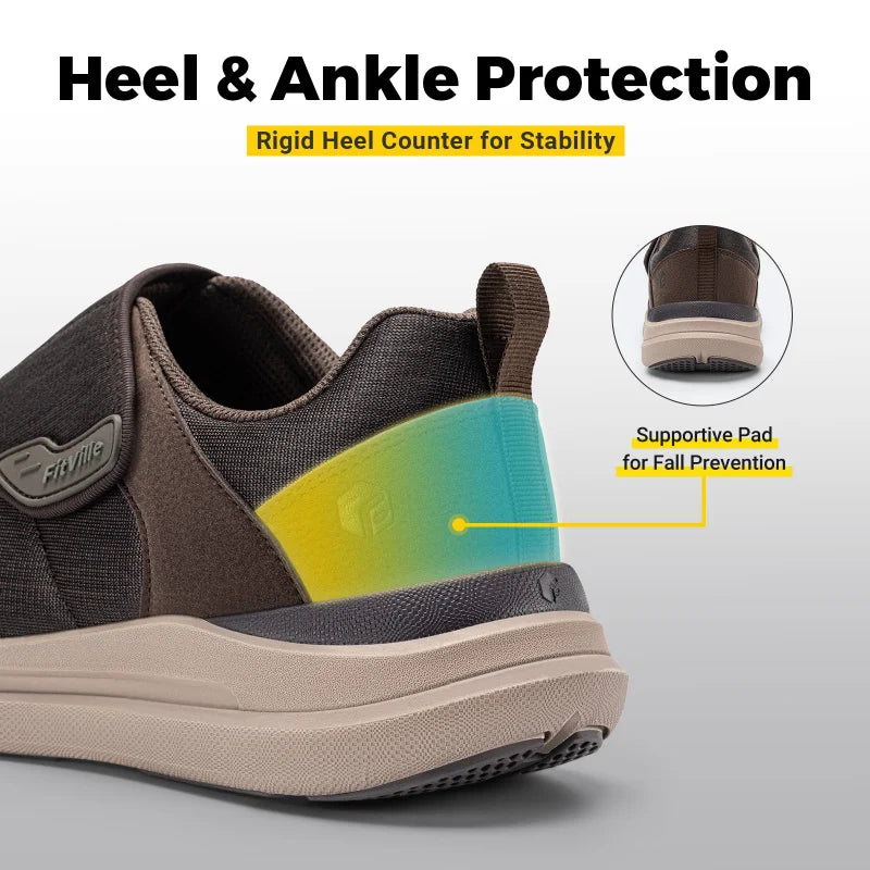 Men's Extra Wide Diabetic Slip-On Shoes – Orthopedic Casual Footwear for Elderly Foot Pain Relief, Neuropathy & Swollen Feet