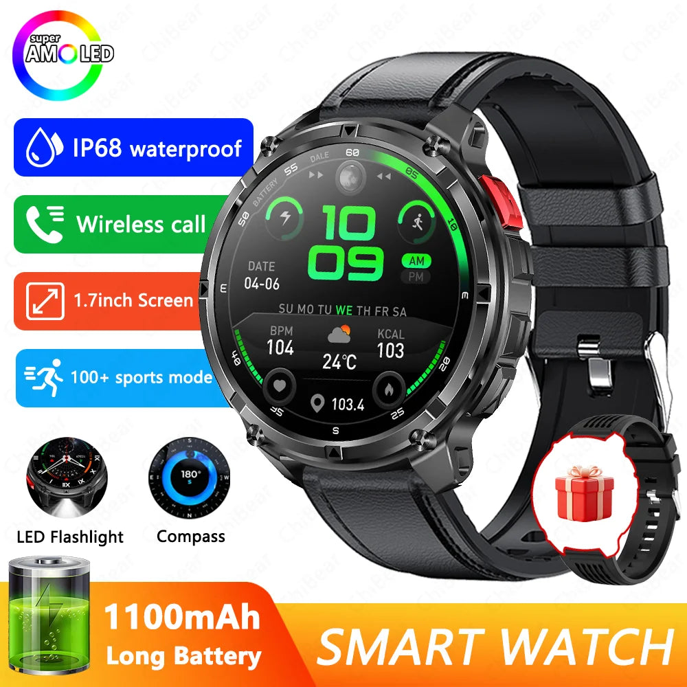 T-Rex3 Pro GPS Military Smartwatch – 1100mAh, 5ATM Waterproof, Sports Run Tracker & Compass