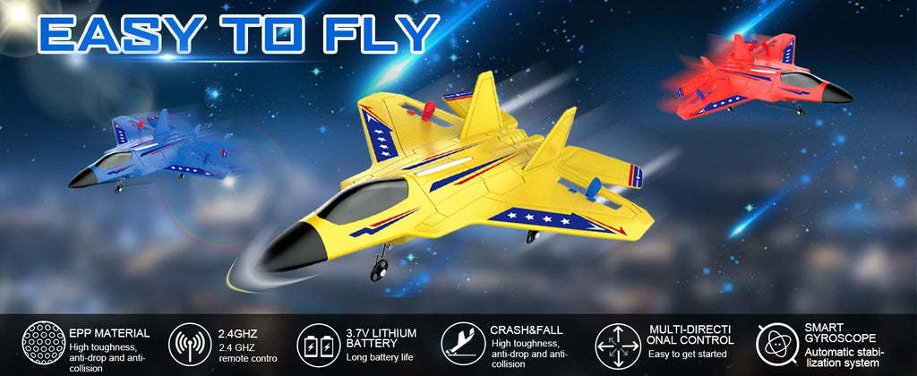 SU35 RC Glider Airplane – 2.4G Remote Control Fighter Plane with LED Lights for Kids