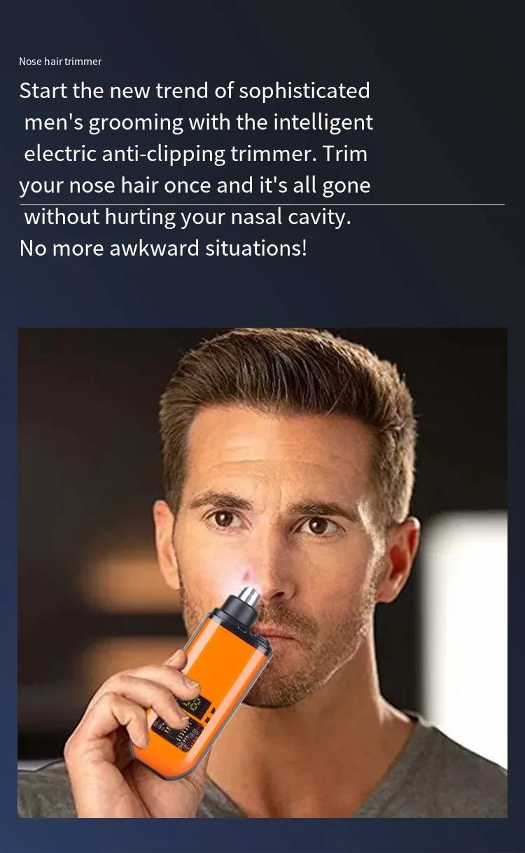 Clean. Precise. Painless. — Portable Rechargeable Nose & Ear Hair Trimmer | Mini Compact Design, Safe Blade, Men’s Grooming