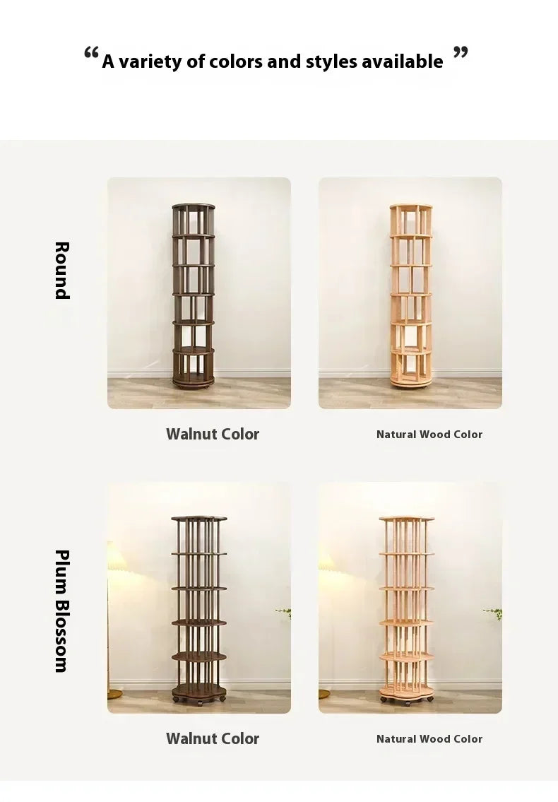 Vintage Rotating Bookcase – Compact Wooden Miniature House Display Shelf