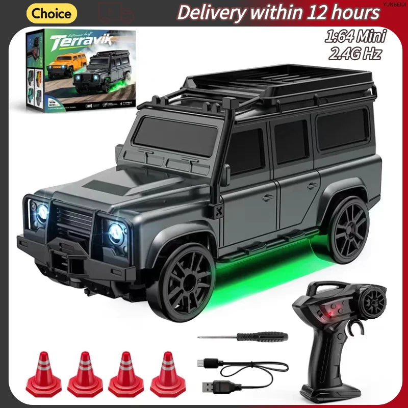 1/64 Scale Mini 4WD RC Drift Racing Car – Type-C Rechargeable Desktop Racer