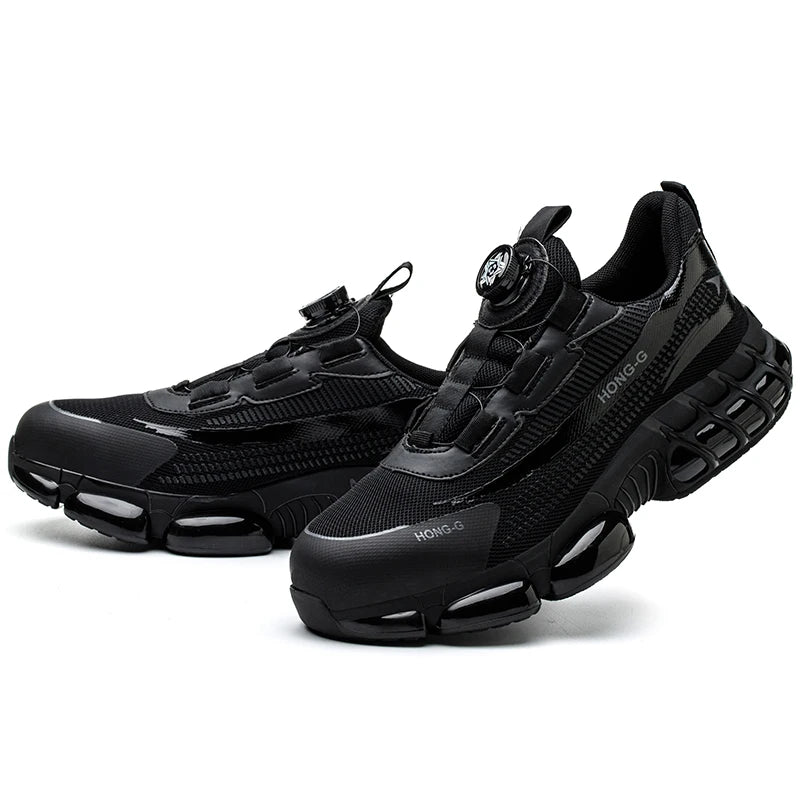 Men's Air Mesh Button-Closure Work Shoes