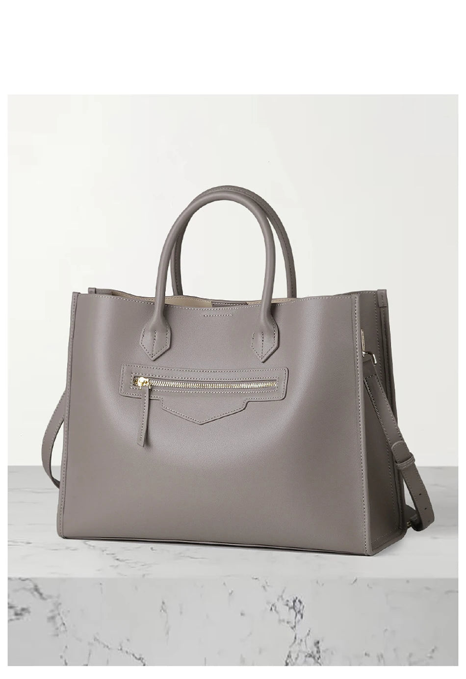 Luxury Cowhide Leather Tote Bag – Large Capacity Shoulder Bag with Laptop Compartment for Women