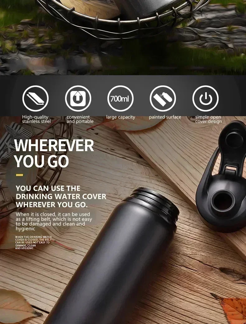 Stainless Steel Bicycle Water Bottle – Portable Outdoor Sports & Travel Kettle, BPA-Free, 700ml