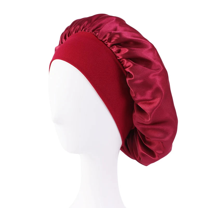 Satin Sleep Bonnet — Wide-Brim Hair Care Cap