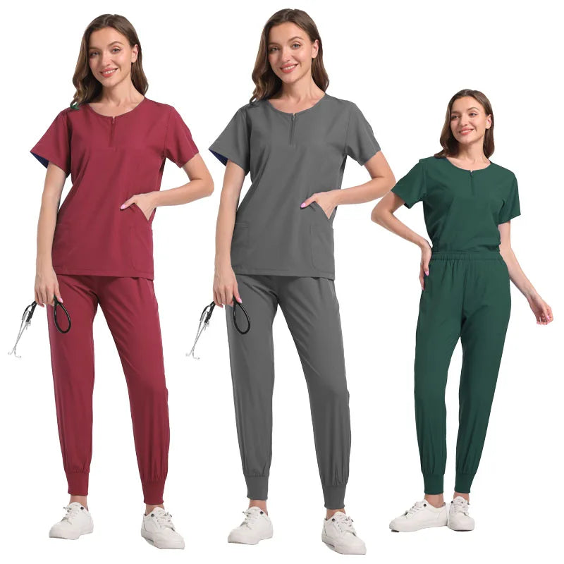 Medical Scrubs Set for Women & Men – Short Sleeve Stretch Scrub Uniform