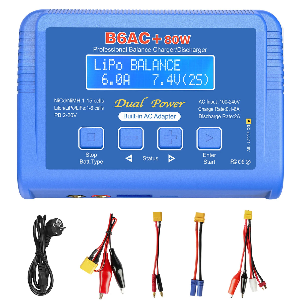 iMAX B6 80W LiPo Balance Charger Discharger – NiMH, Li-ion, NiCd, LiFe, Pb with 15V 6A Adapter