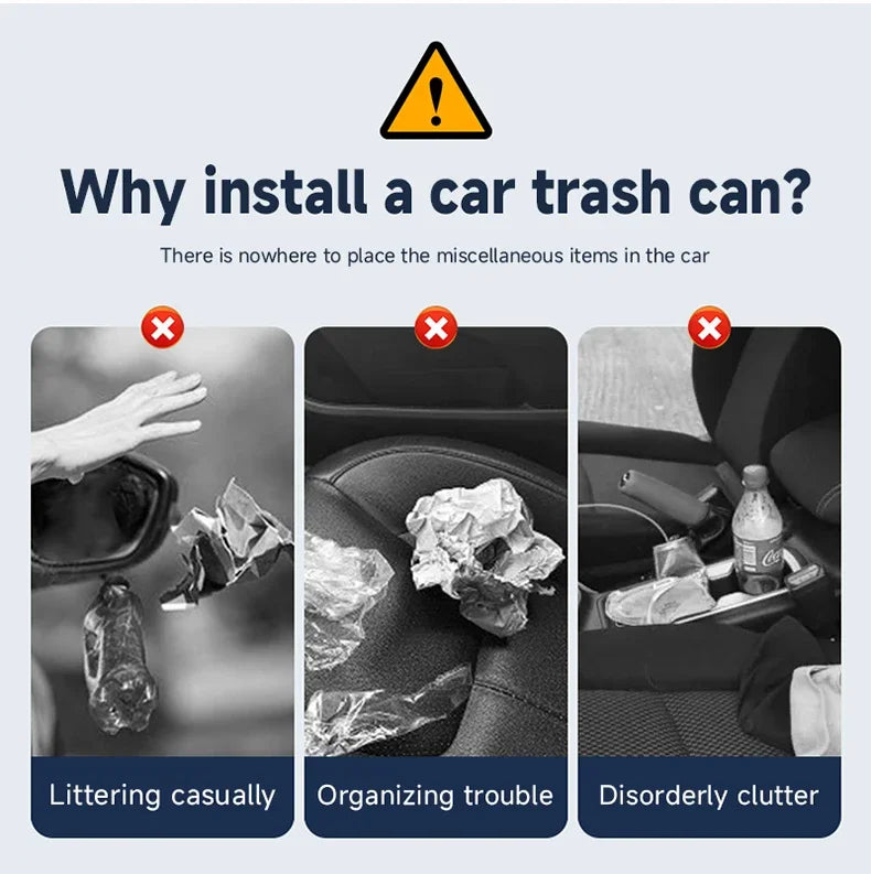 Small Car Trash Can with Lid – Square ABS Waste Bin