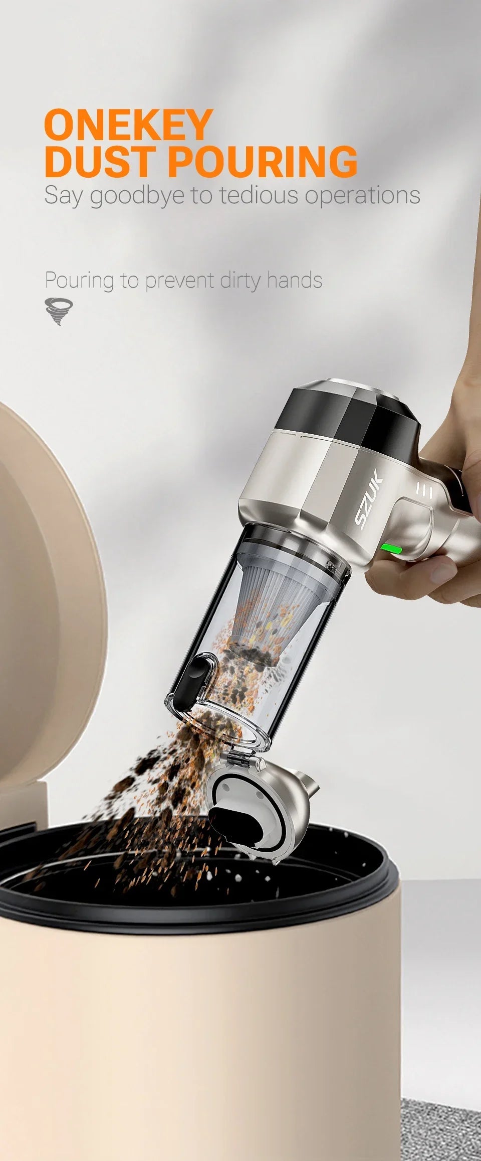 SZUK Cordless Car Vacuum Cleaner – Strong Suction Wireless Handheld Cleaning Machine