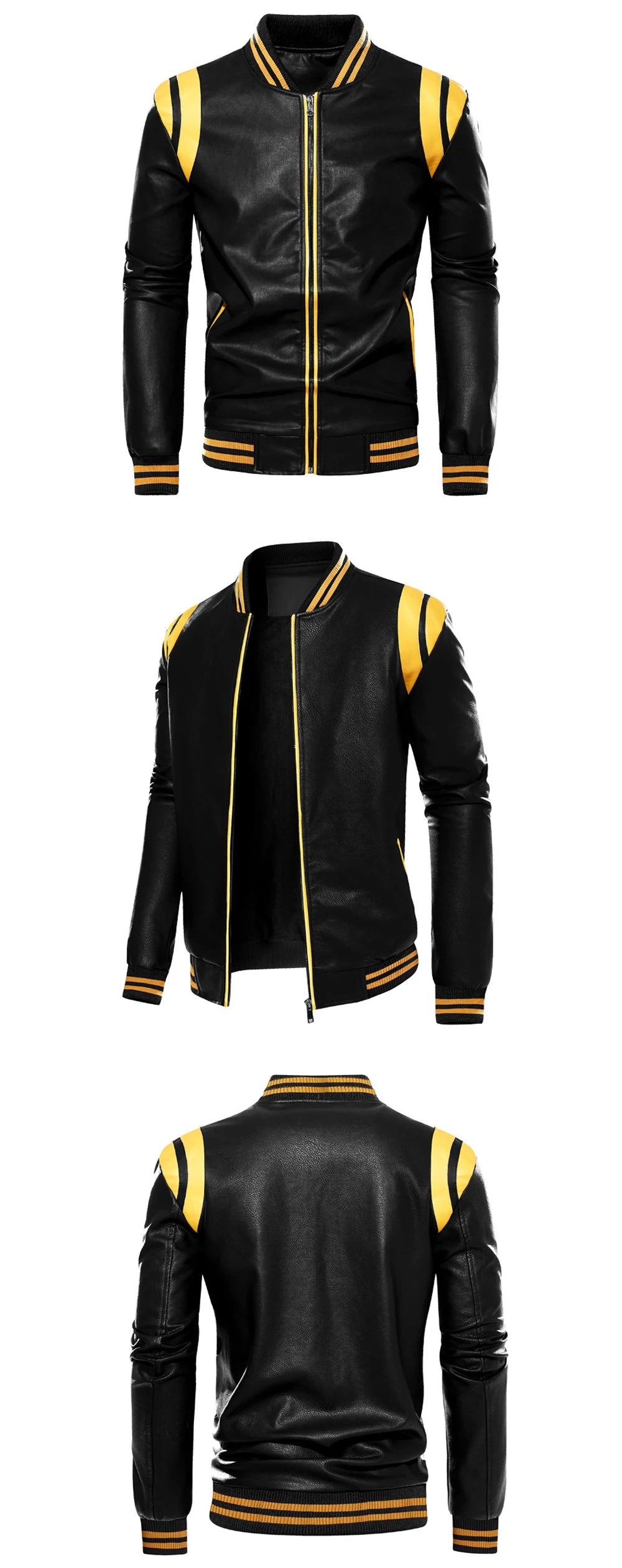 Men's Patchwork Faux Leather Jacket – Cotton Lined