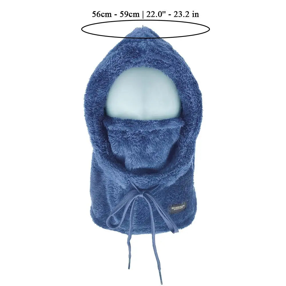Plush Drawstring Balaclava Hood with Face and Neck Cover