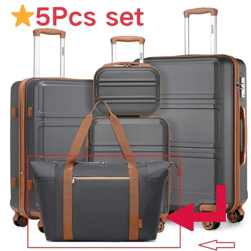 KONO 4/5/6-Piece Hardshell Luggage Set with Toiletry Bag — TSA Lock Spinner Wheels Travel Suitcase