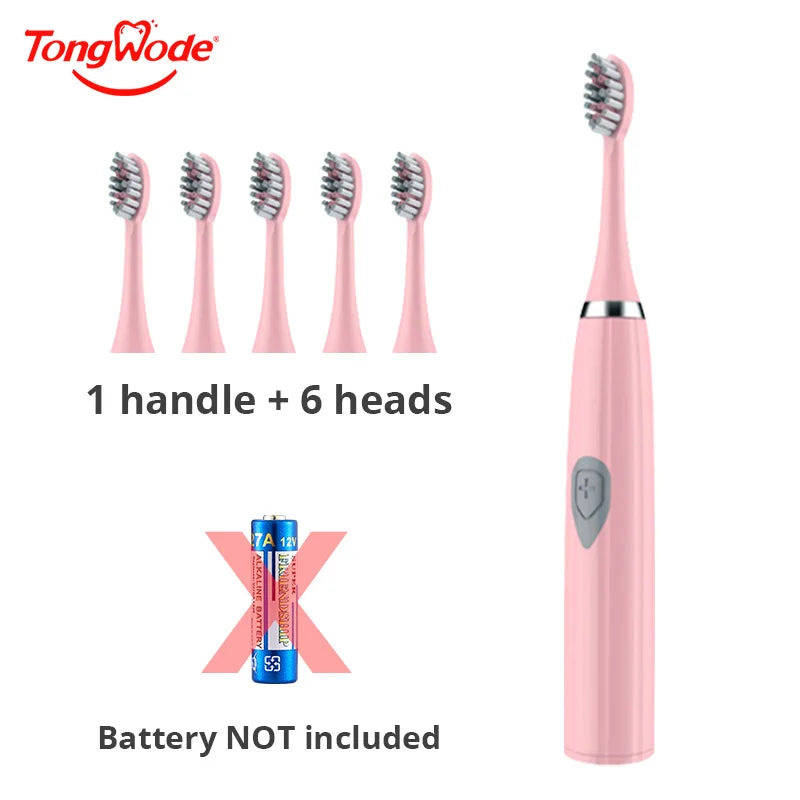 Tongwode Sonic Electric Toothbrush for Adults – Soft Bristle, IPX6 Waterproof, 3 Brush Heads