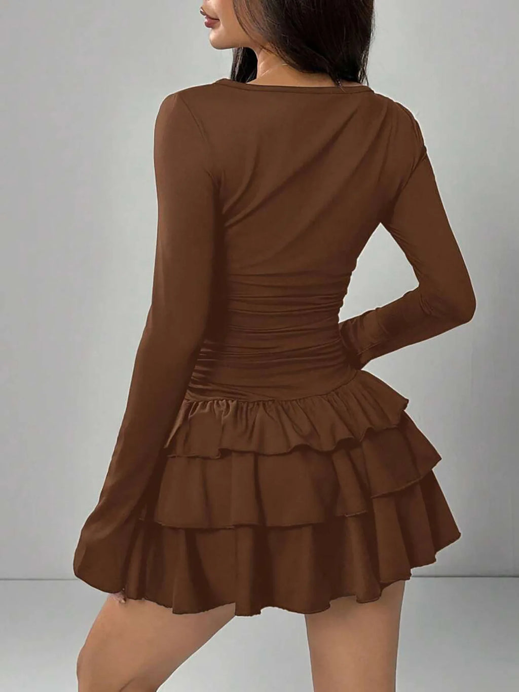 Cascading Ruffle Flare Sleeve Mini Dress — High Waist Slim Bodycon Party Dress