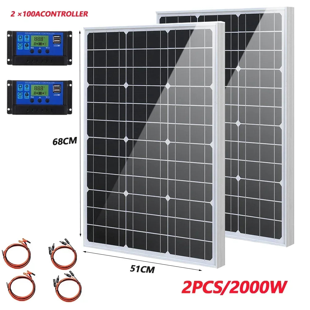 Premium 1000W–3000W Commercial-Grade Rigid Waterproof Solar Panel – Reinforced Glass Construction