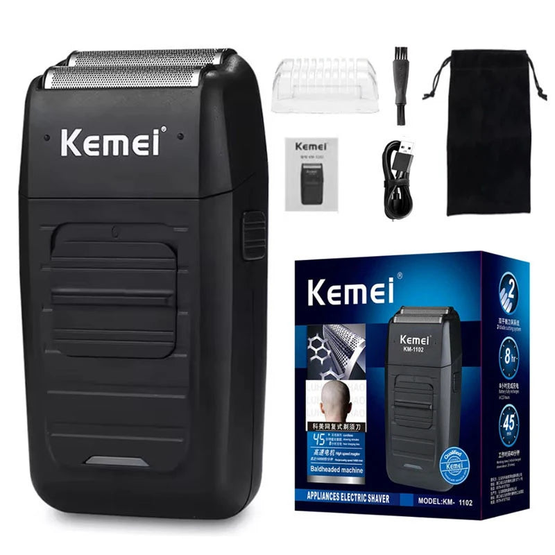 Kemei KM-2299 & KM-1102 USB Rechargeable Hair Clipper Kit – Rotary Motor, 180-Min Runtime