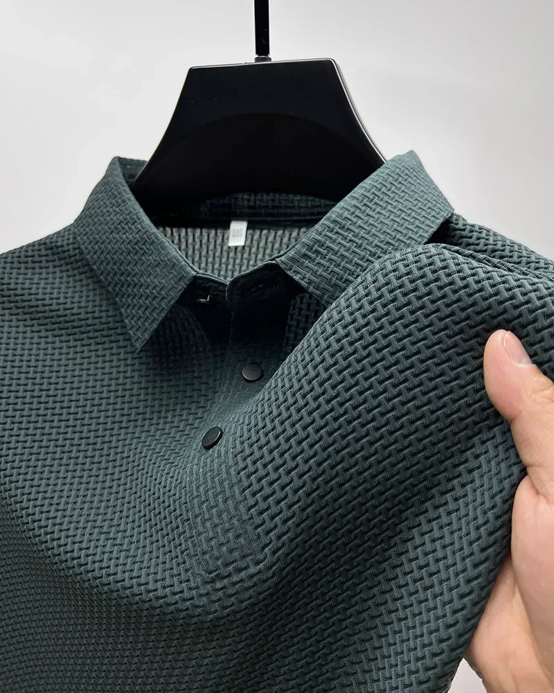 Men's Ice Silk Breathable Polo Shirt — Business Casual Short Sleeve Summer Top