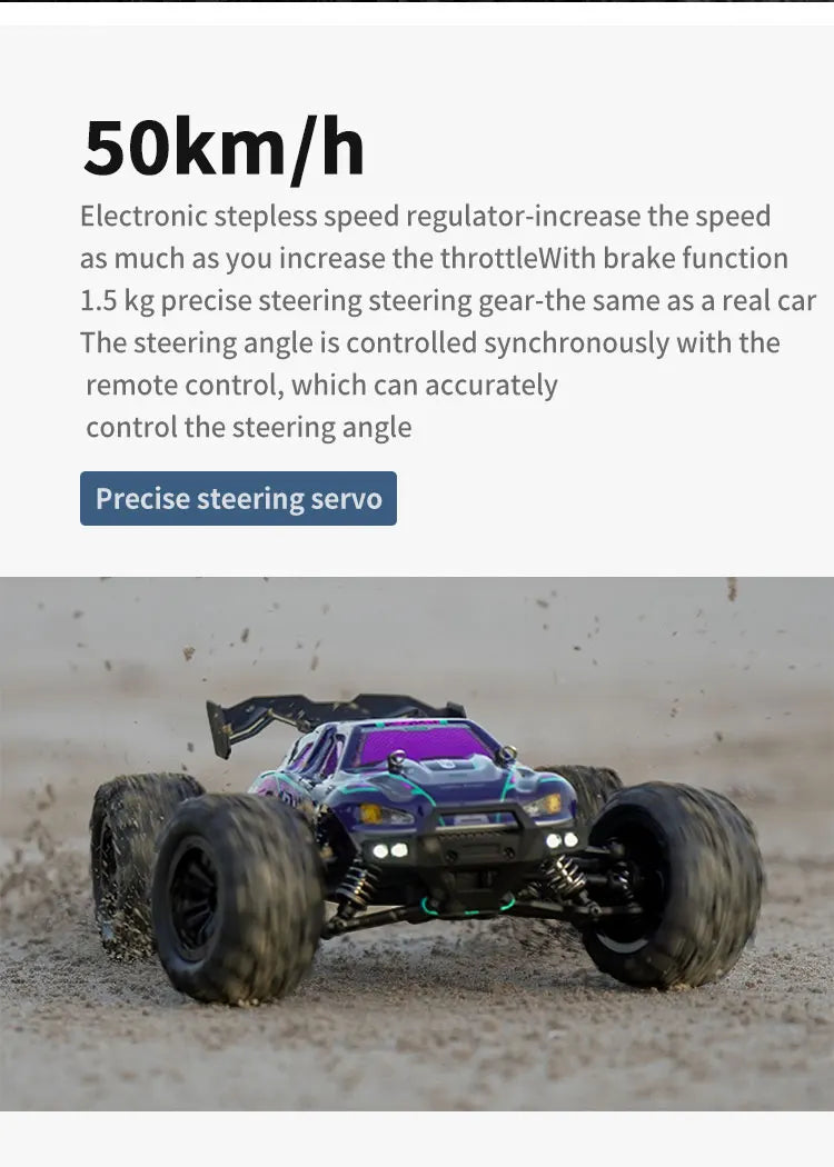 50KM/H 1:16 Scale 4WD RC Car with LED Lights – High Speed Off-Road Buggy Truck