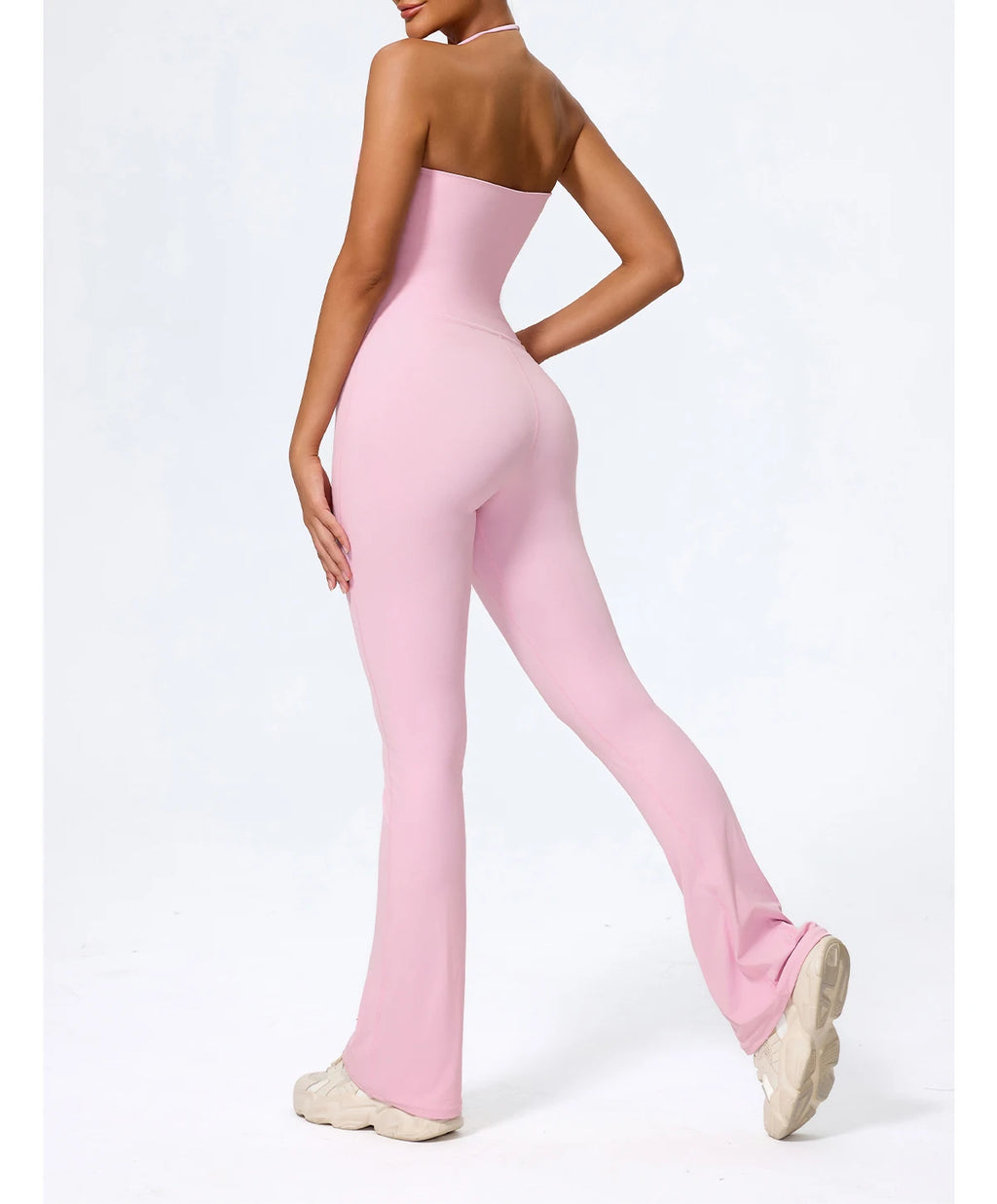 Women's Sleeveless Yoga Jumpsuit – Gym Flared Overalls Neck-Hanging Backless Sportswear