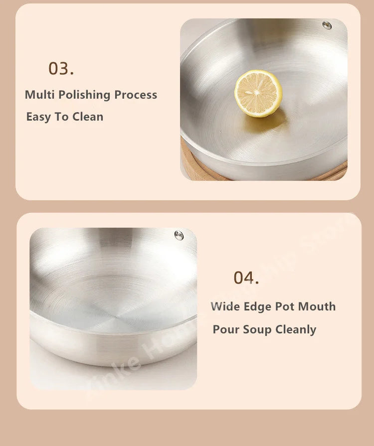 Stainless Steel Wok – Uncoated 24cm & 26cm Frying Pan
