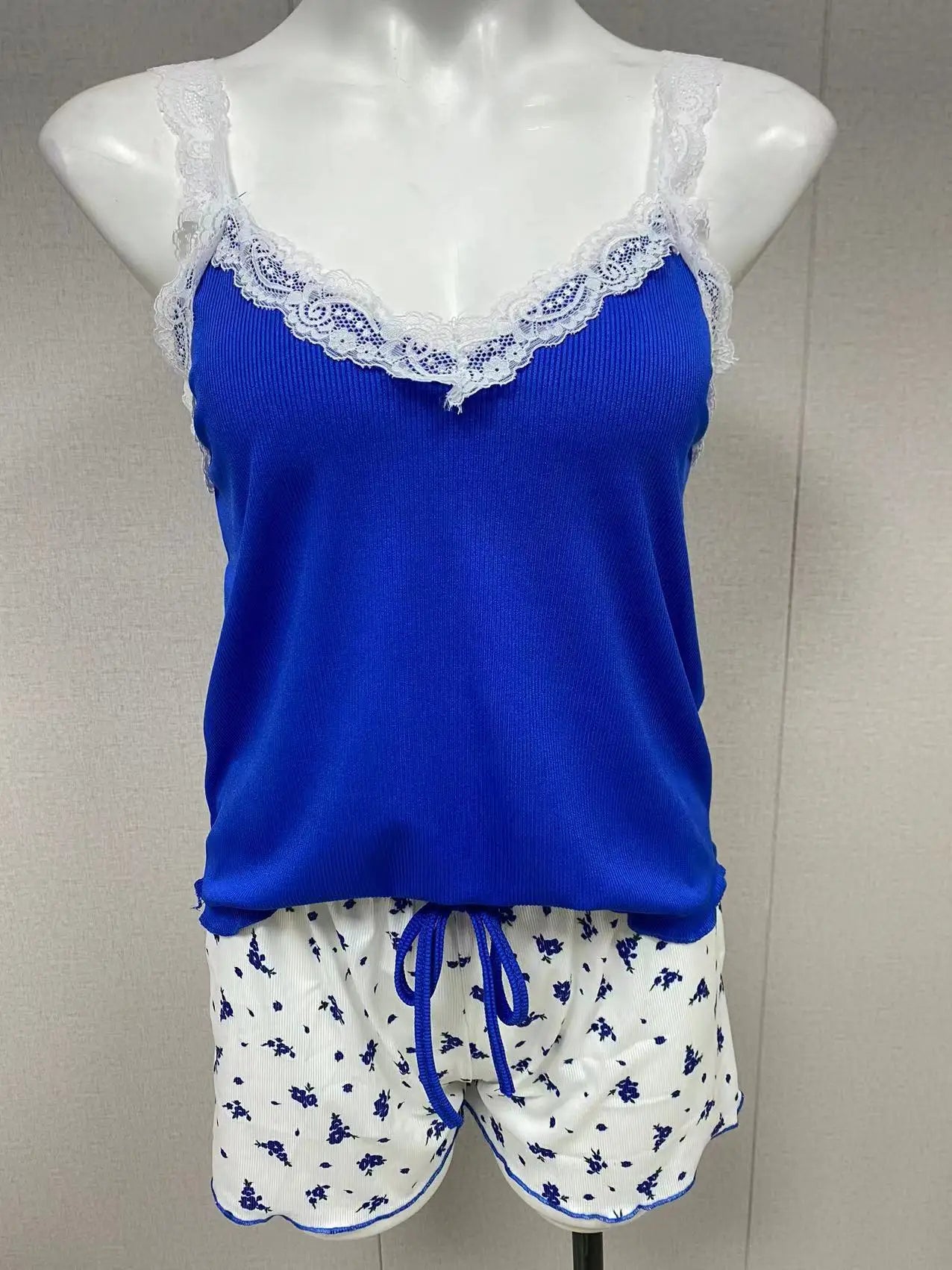 Women's Sexy Lace Camisole & Shorts Sleepwear Set | Slim Fit 2-Piece Pajamas