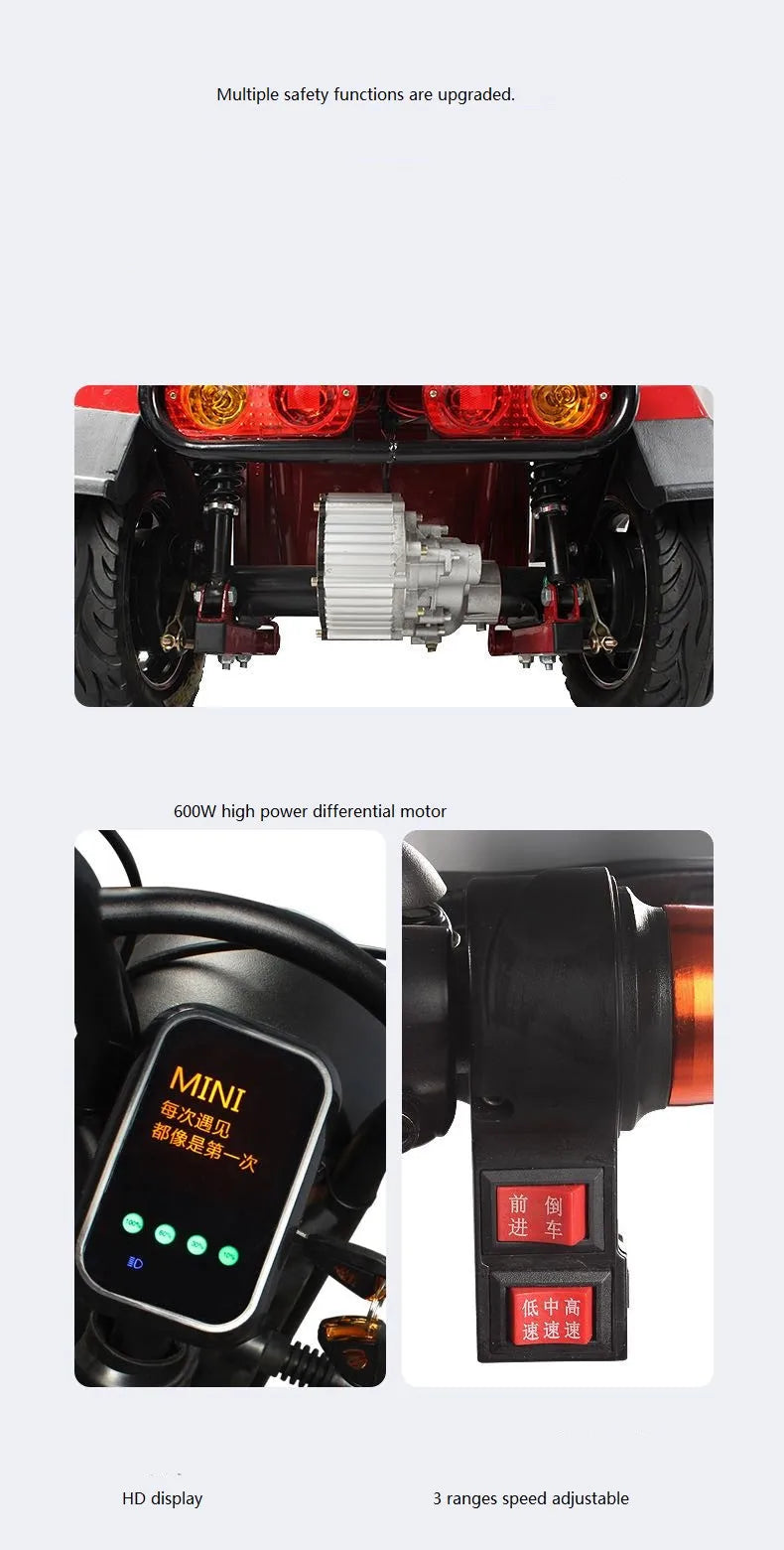 4-Wheel Mobility Scooter – 600W Motor, 40–50 km Range