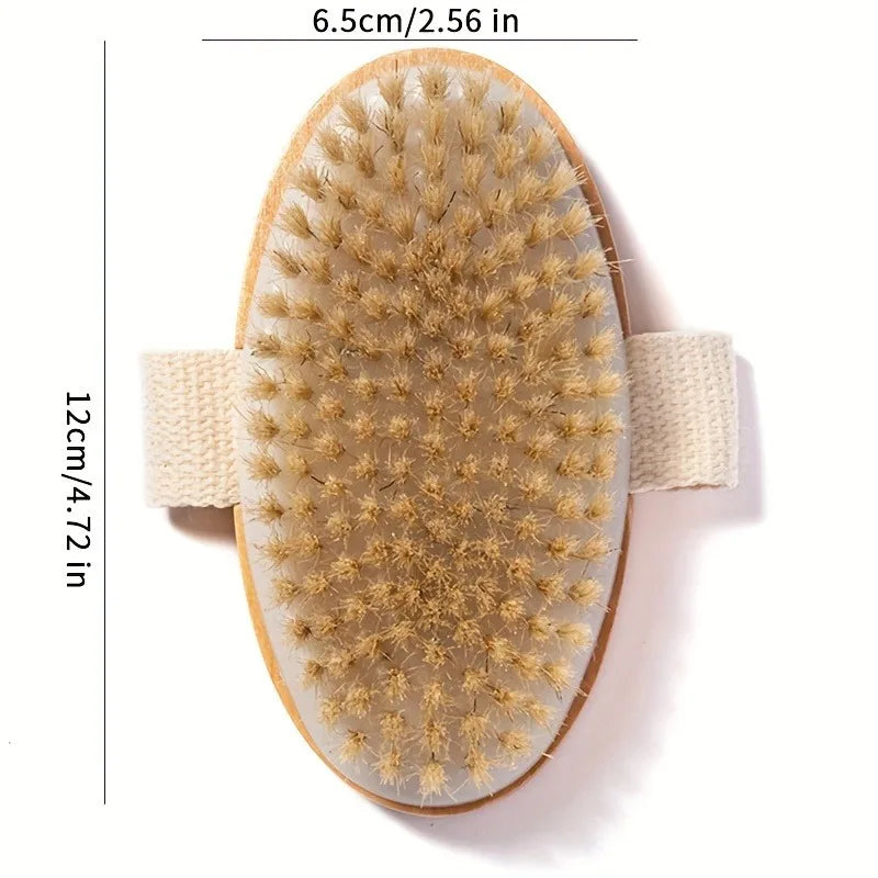Natural Bristle Body Spa Brush – Wet & Dry Skin Soft Bath Massager