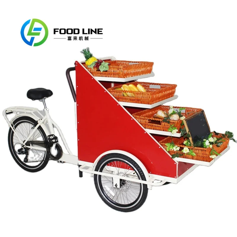Electric Mobile Tricycle Food Display Bike Cart – Coffee & Hot Dog Vendor Bike