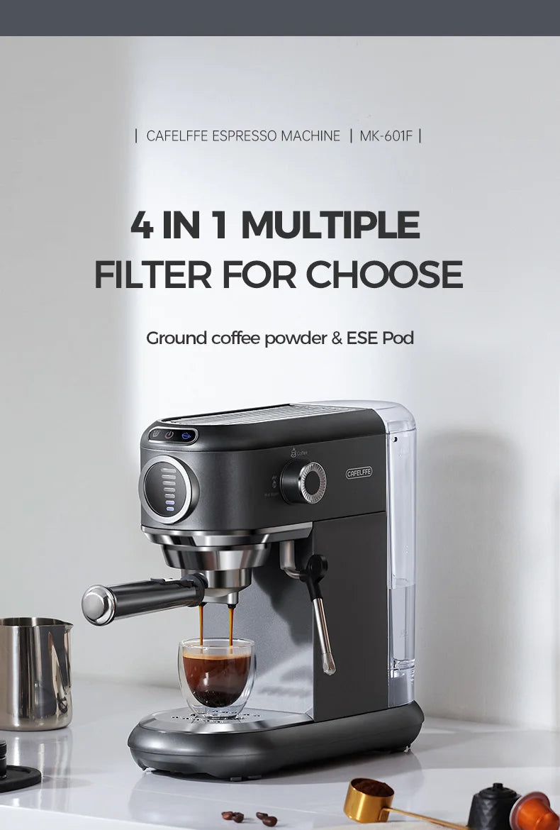 Cafelffe 4-in-1 Coffee Maker – 19 Bar Espresso Machine, Dolce Gusto & Nespresso Capsule, ESE Pod & Ground Coffee