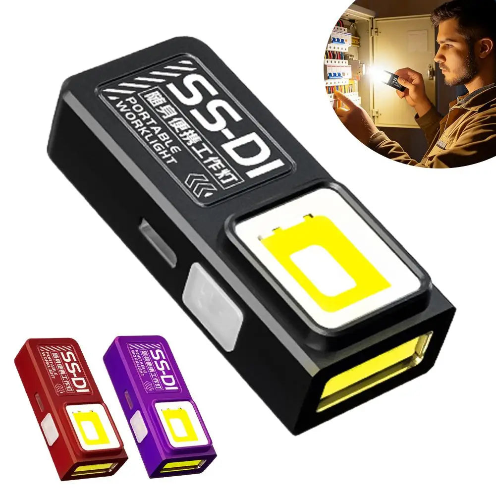 Mini COB LED Keychain Flashlight – USB-C Rechargeable, 5-Mode, IPX6 Waterproof EDC Pocket Light