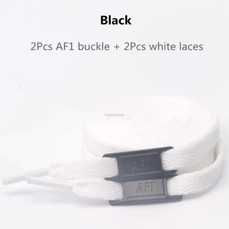 AF1 Shoelaces Combination Set — White Flat Laces & Shoe Decoration for Air Force One Sneakers