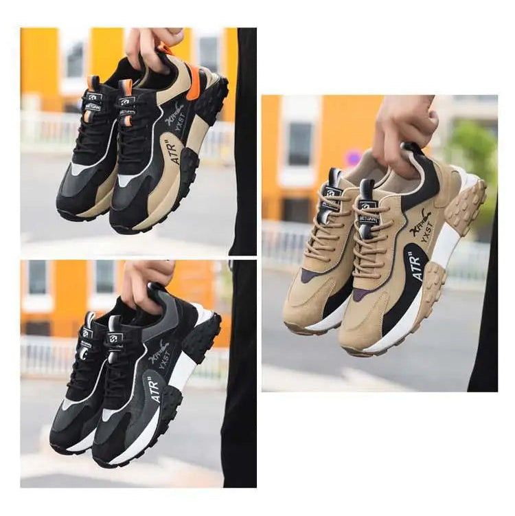 Men's Breathable Faux Leather Lace-Up Sneakers