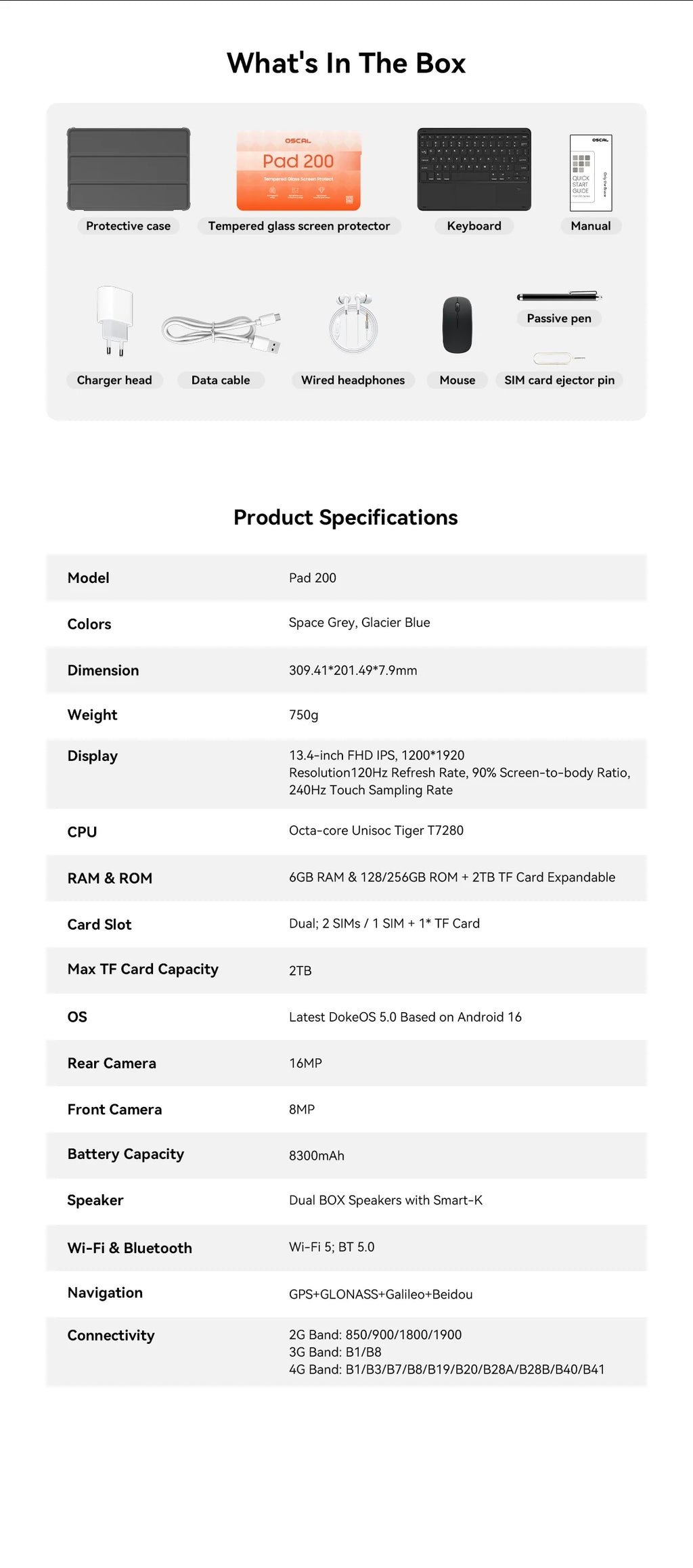 Blackview Oscal Pad 200 13.4" Android 16 Tablet – 6GB RAM, 256GB, 120Hz, 4G LTE
