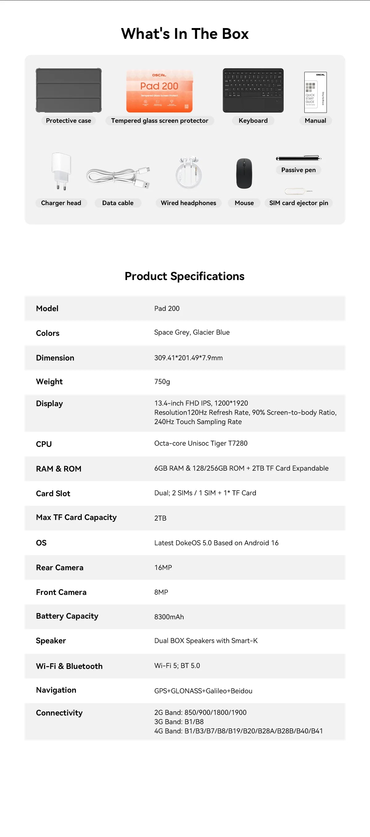 Blackview Oscal Pad 200 13.4" Android 16 Tablet – 6GB RAM, 256GB, 120Hz, 4G LTE