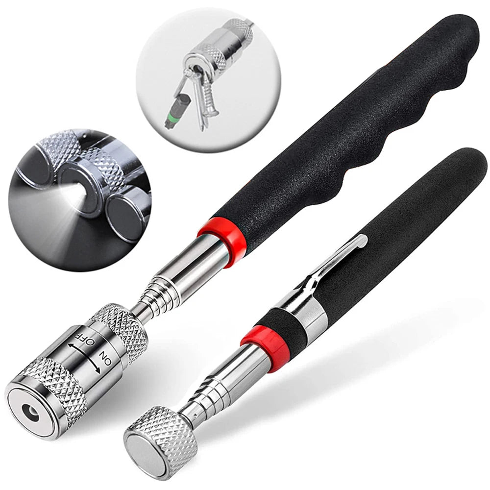 Telescopic Magnetic Pickup Tool – 8LB Capacity, Extendable to 31", LED Light for Screws, Nuts & Bolts