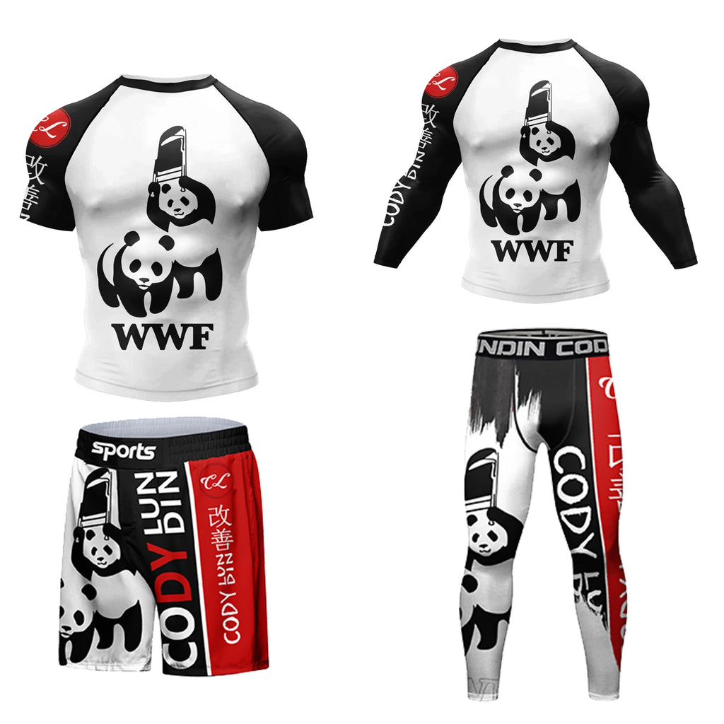 MMA BJJ Rash Guard 3D Print Compression T-Shirt & Pants – Durable Boxing Jogging Tracksuit