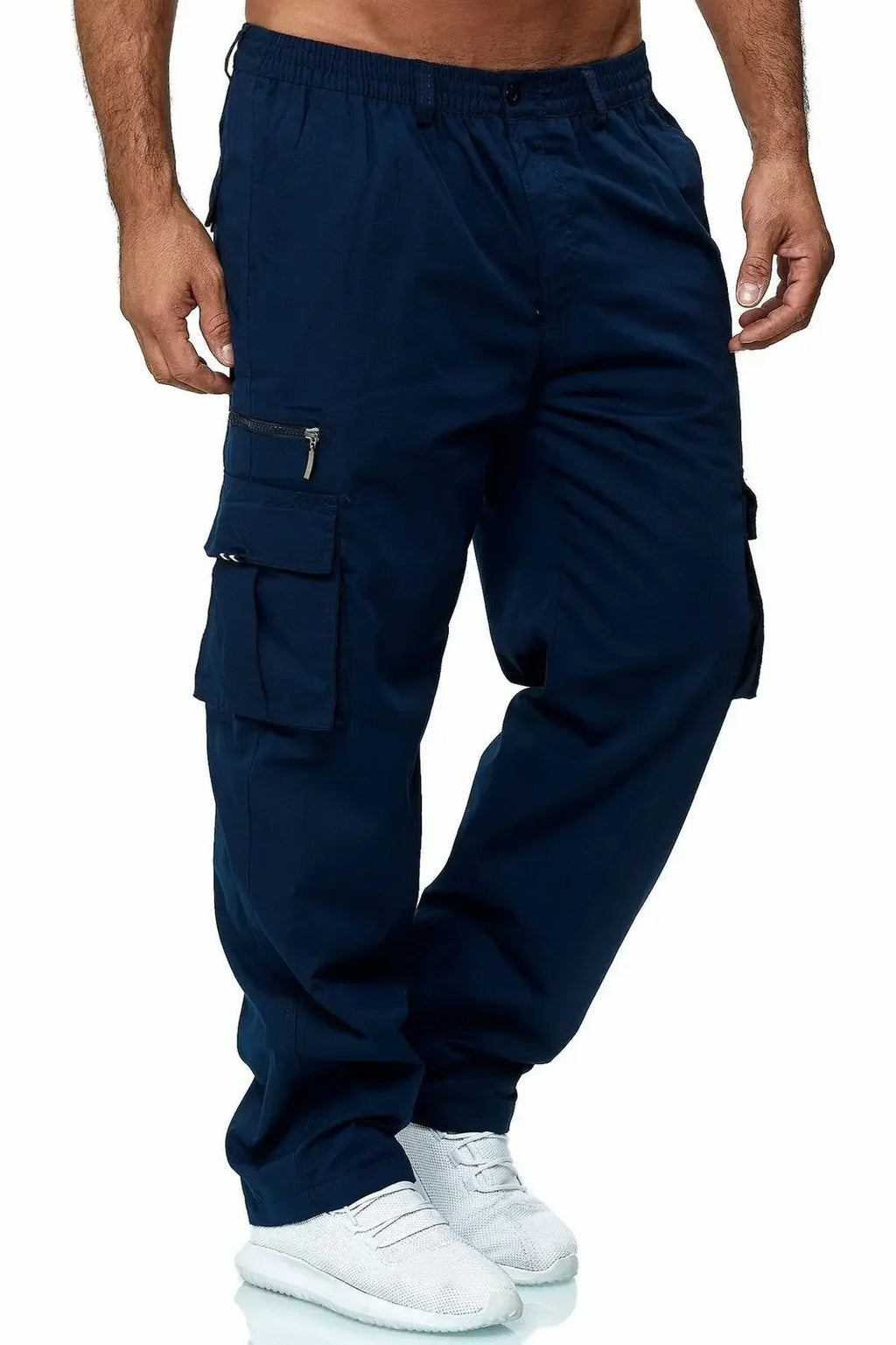 Men's Multi-Flap Pocket Straight Pants — Utility Casual Trousers